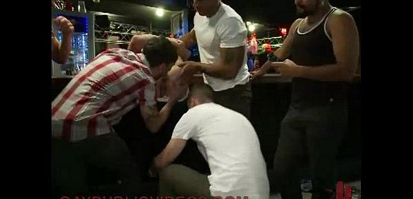  Gay gets ass stretched and licked in bar